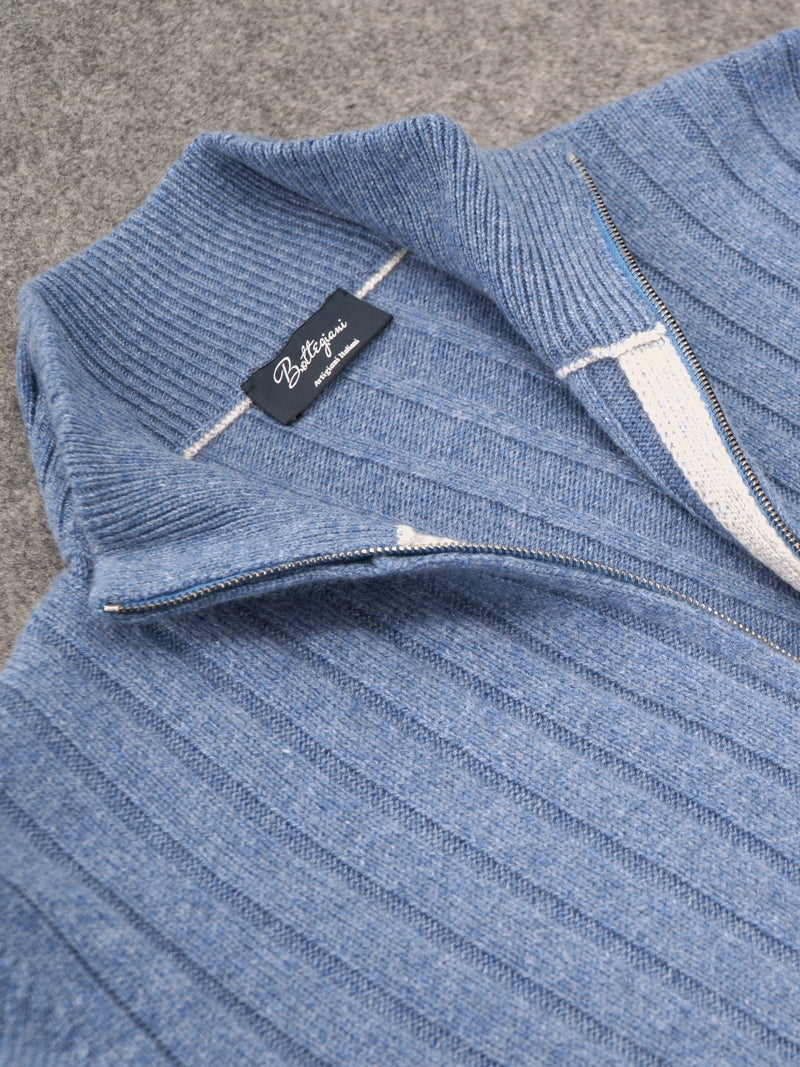 Ribes Full Zip Faded Denim 100% Cashmere