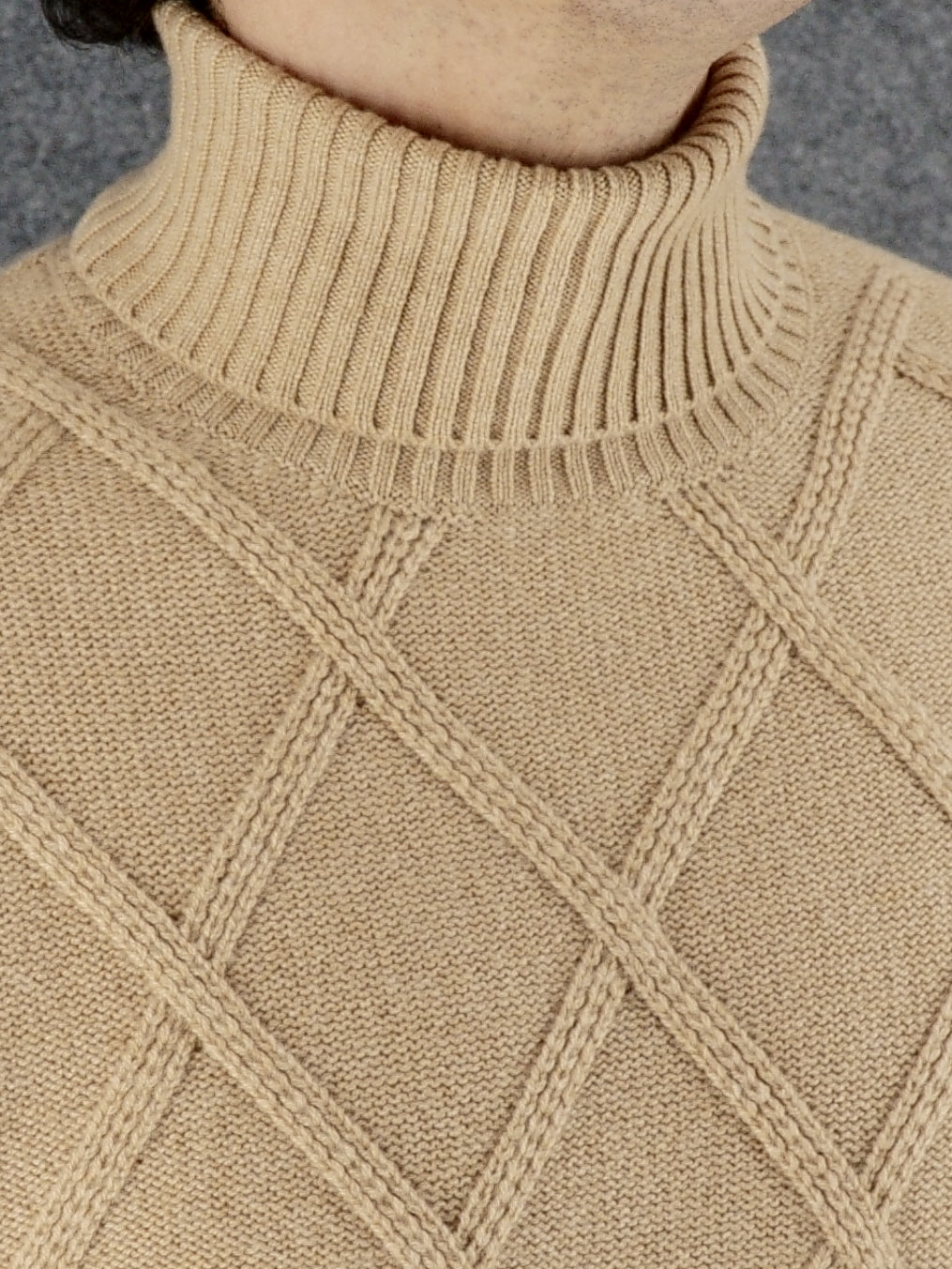 Turtleneck Diamonds Cammello 100% Cashmere