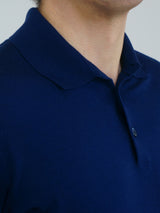 Polo in maglia Ultralight Azzurro Cenere 100% Lana