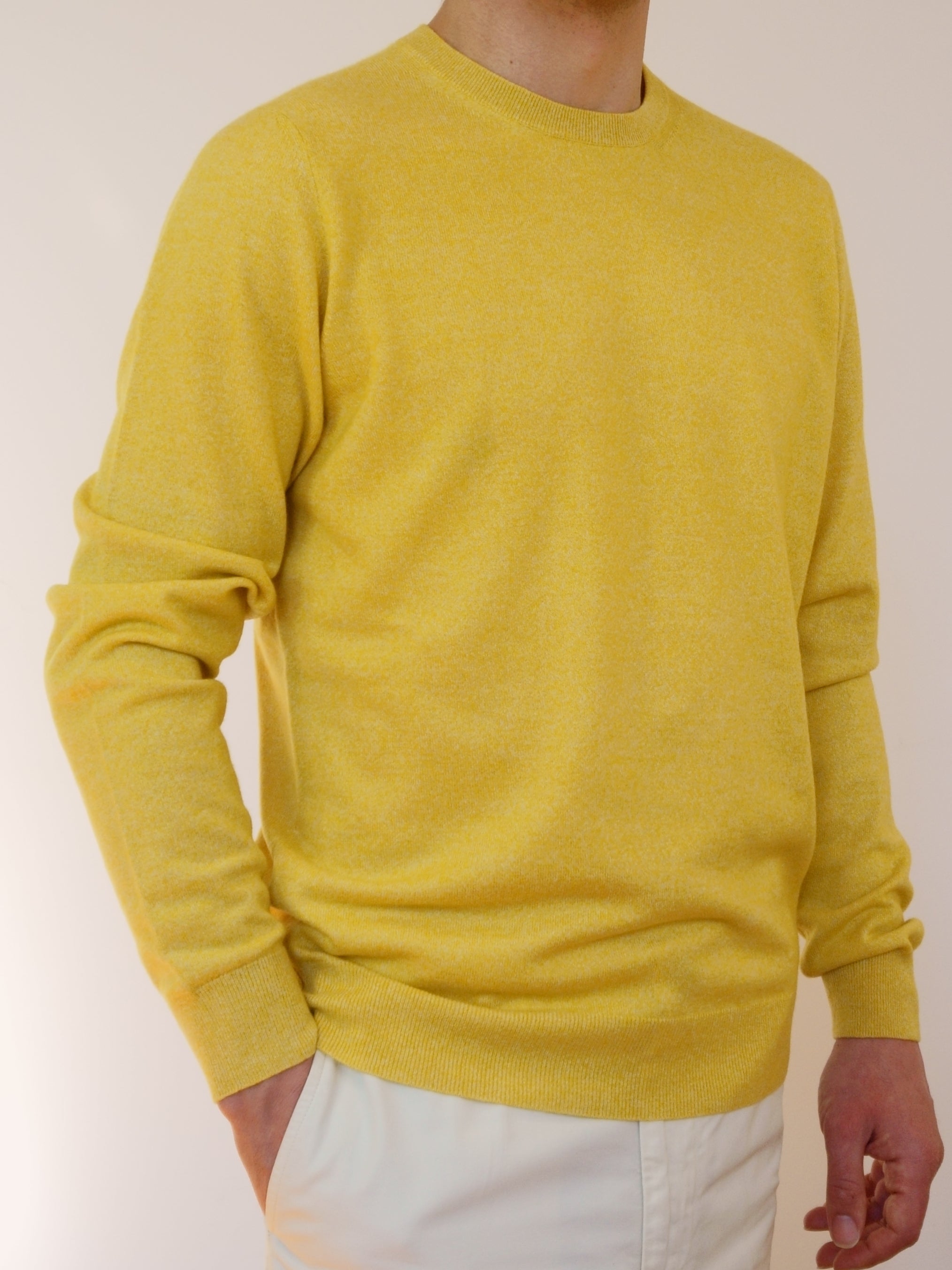 Girocollo Moulinè Zucchero e Limone 100% Cashmere