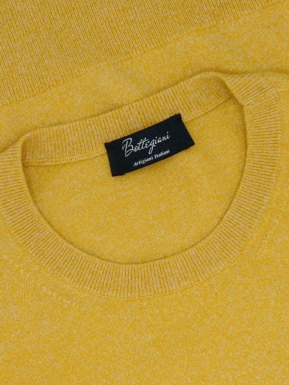 Crew Neck Moulinè Zucchero e Limone 100% Cashmere