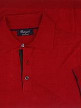 Polo in maglia Maniche Corte Rosso Porpora 100% Seta