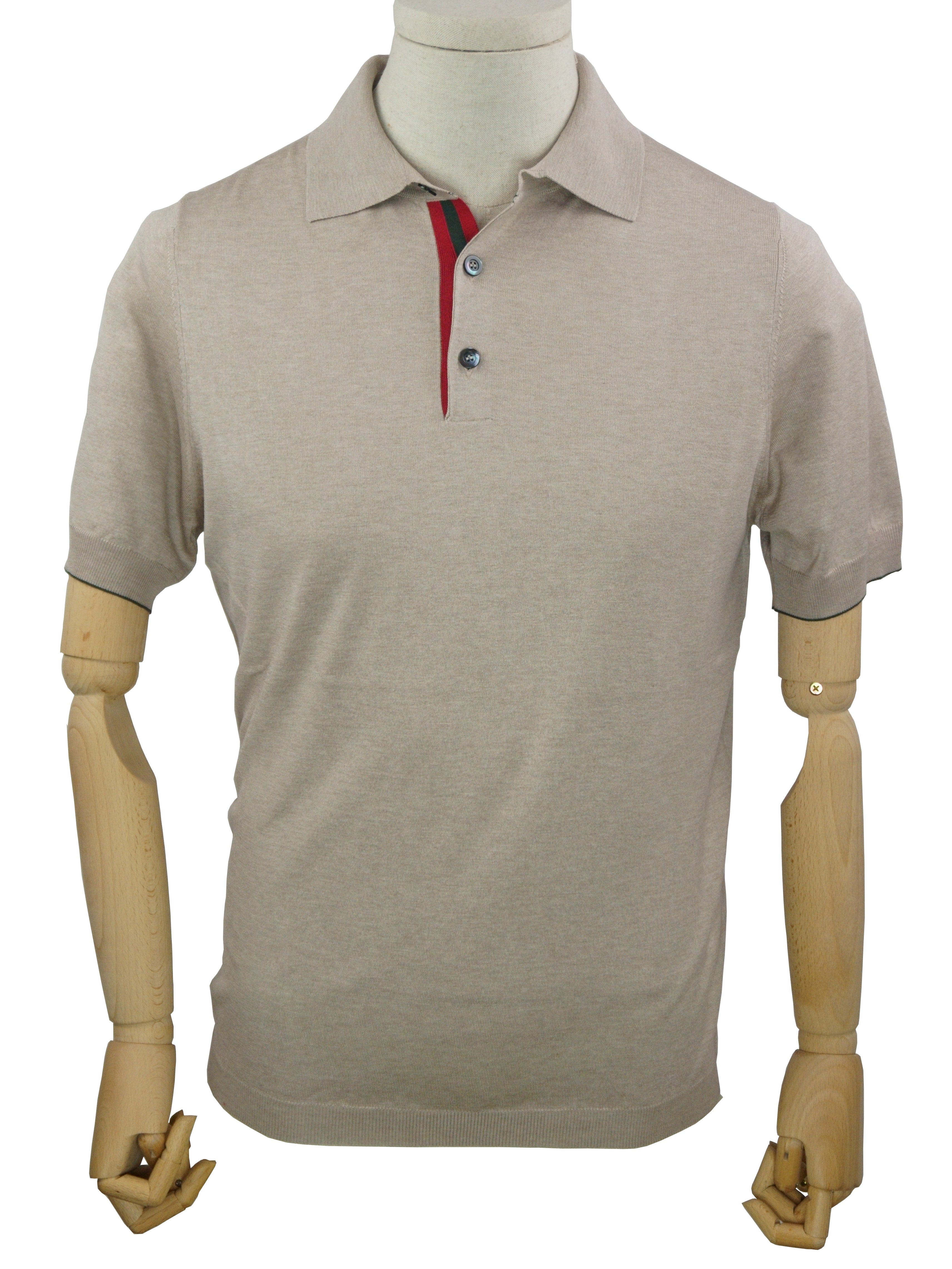 Knitted Polo Shirt Short Sleeves Sabbia 100% Silk