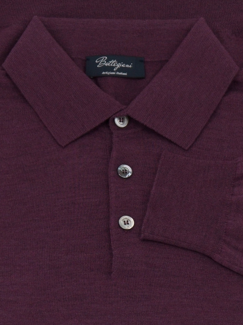 Polo Sweater Ultralight Red Purple 100% Wool