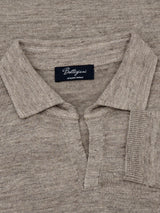 Long Sleeves Polo Sabbia 70% Linen 30% Silk