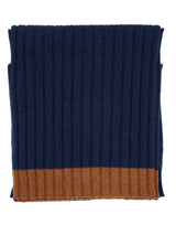 Ribs knitted Scarf Navytab 100% Cashmere