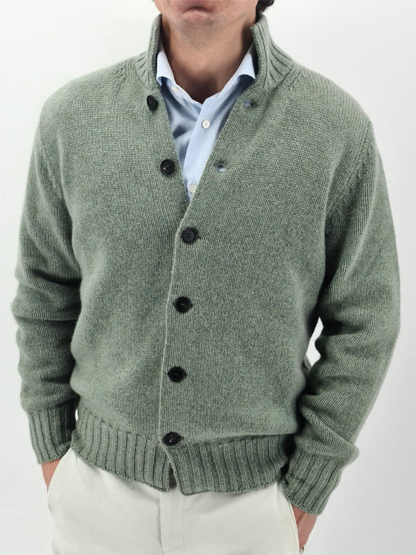 Buttons Jacket Green 100% Cashmere