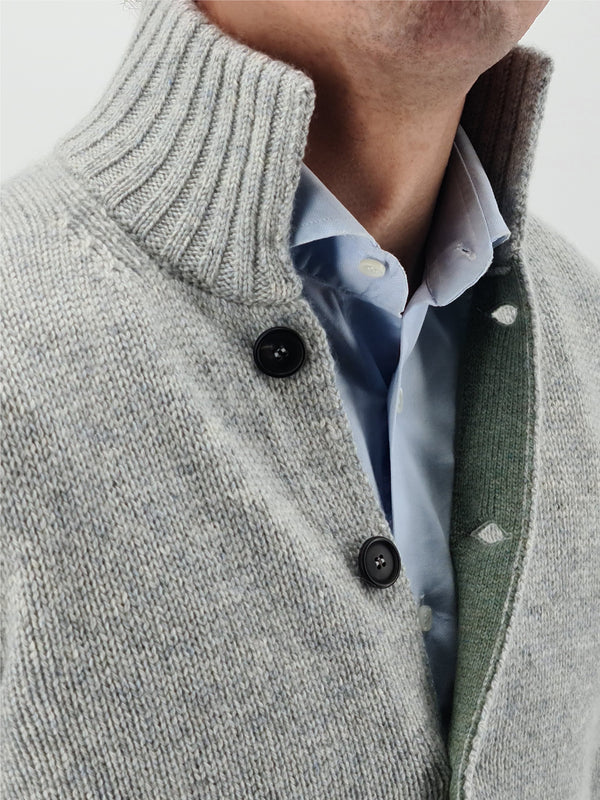 Buttons Jacket Light Gray 100% Cashmere