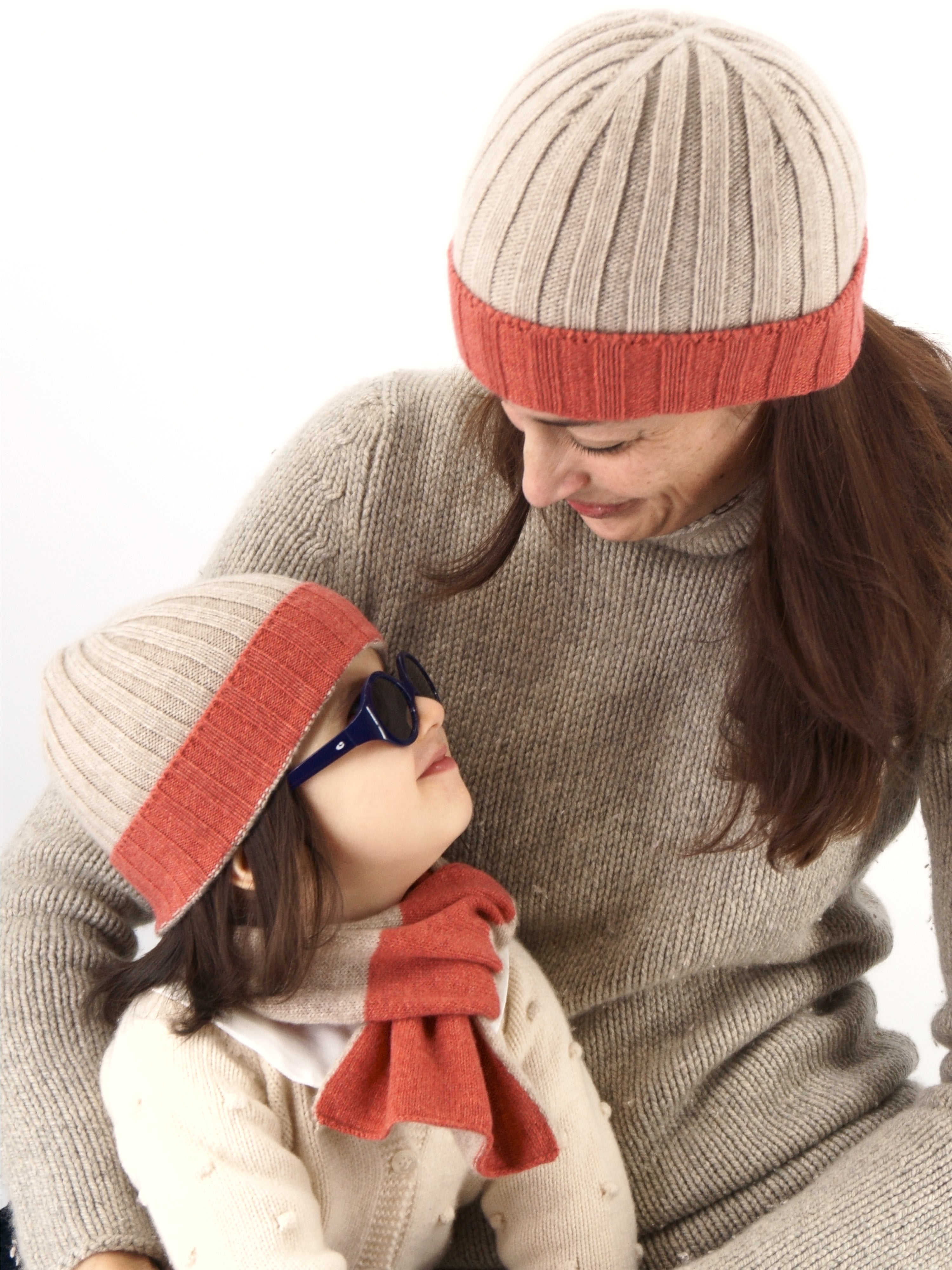 Ribbed Beanie Kid Marmolada 100% Cashmere