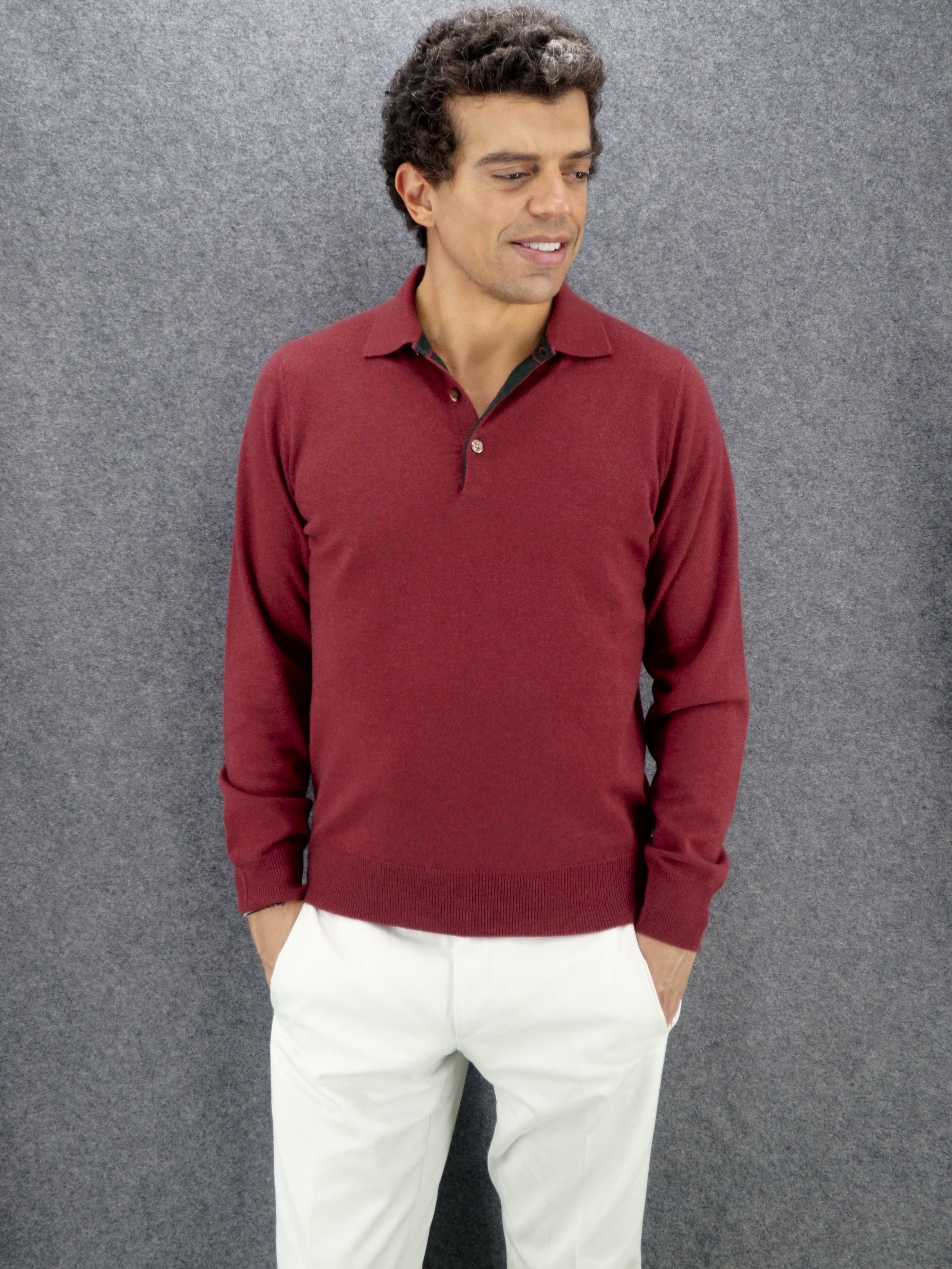 Knitted Polo 100% Cashmere Granato