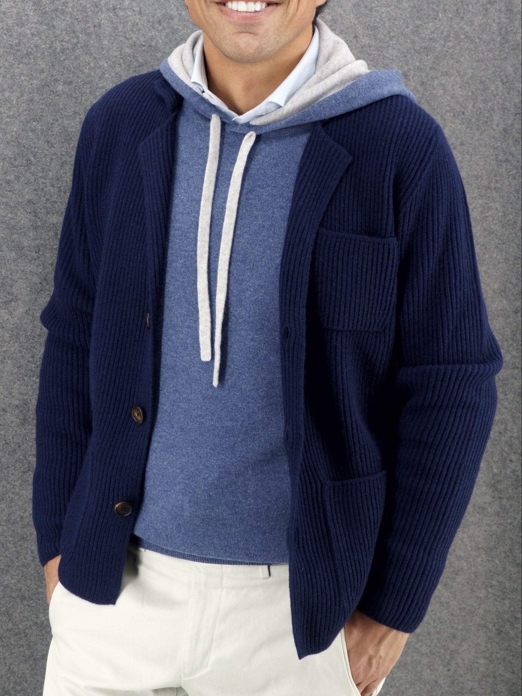 Giacca Coste British Blue 100% Cashmere