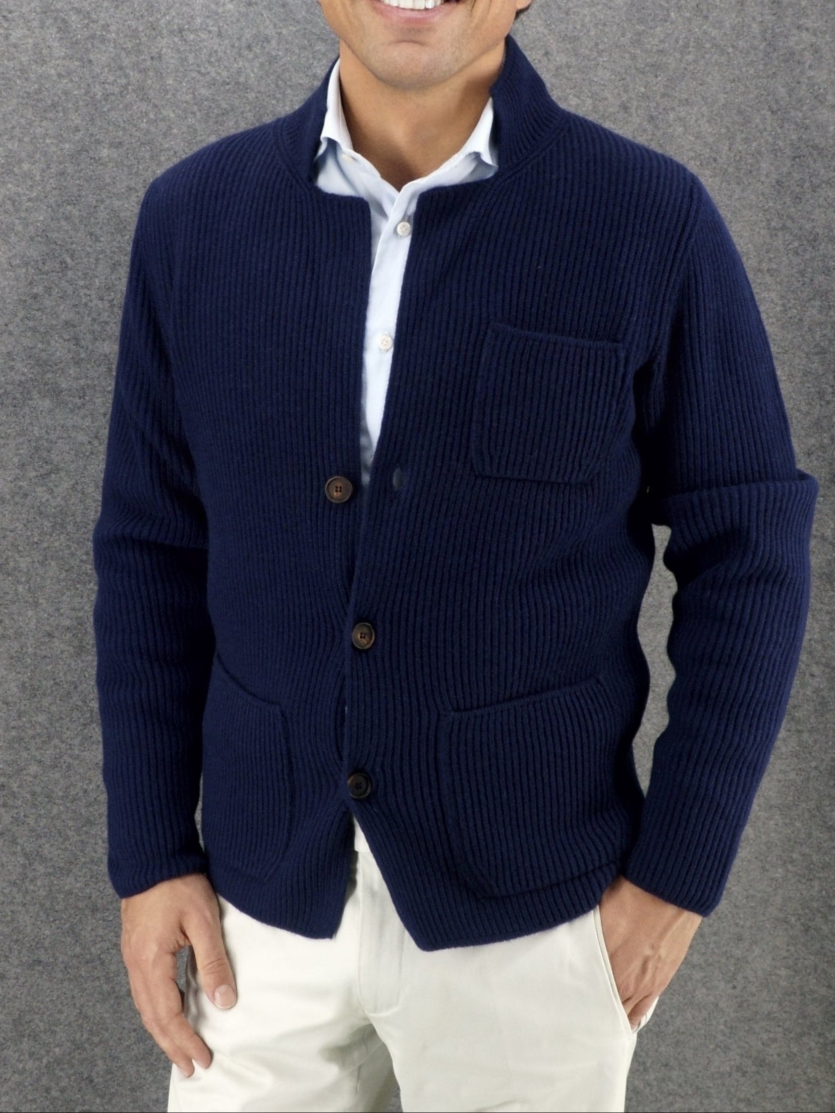 Giacca Coste British Blue 100% Cashmere