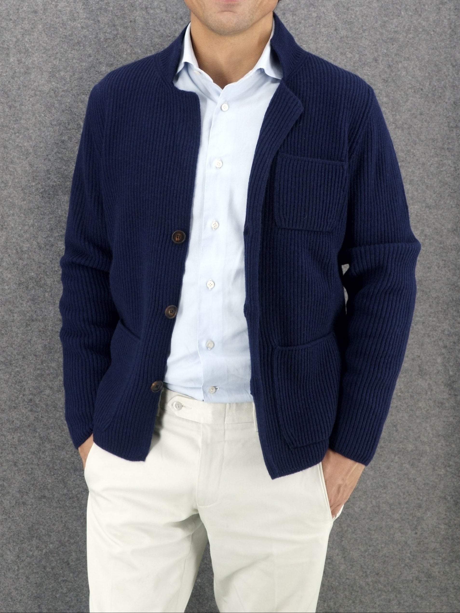 Giacca Coste British Blue 100% Cashmere