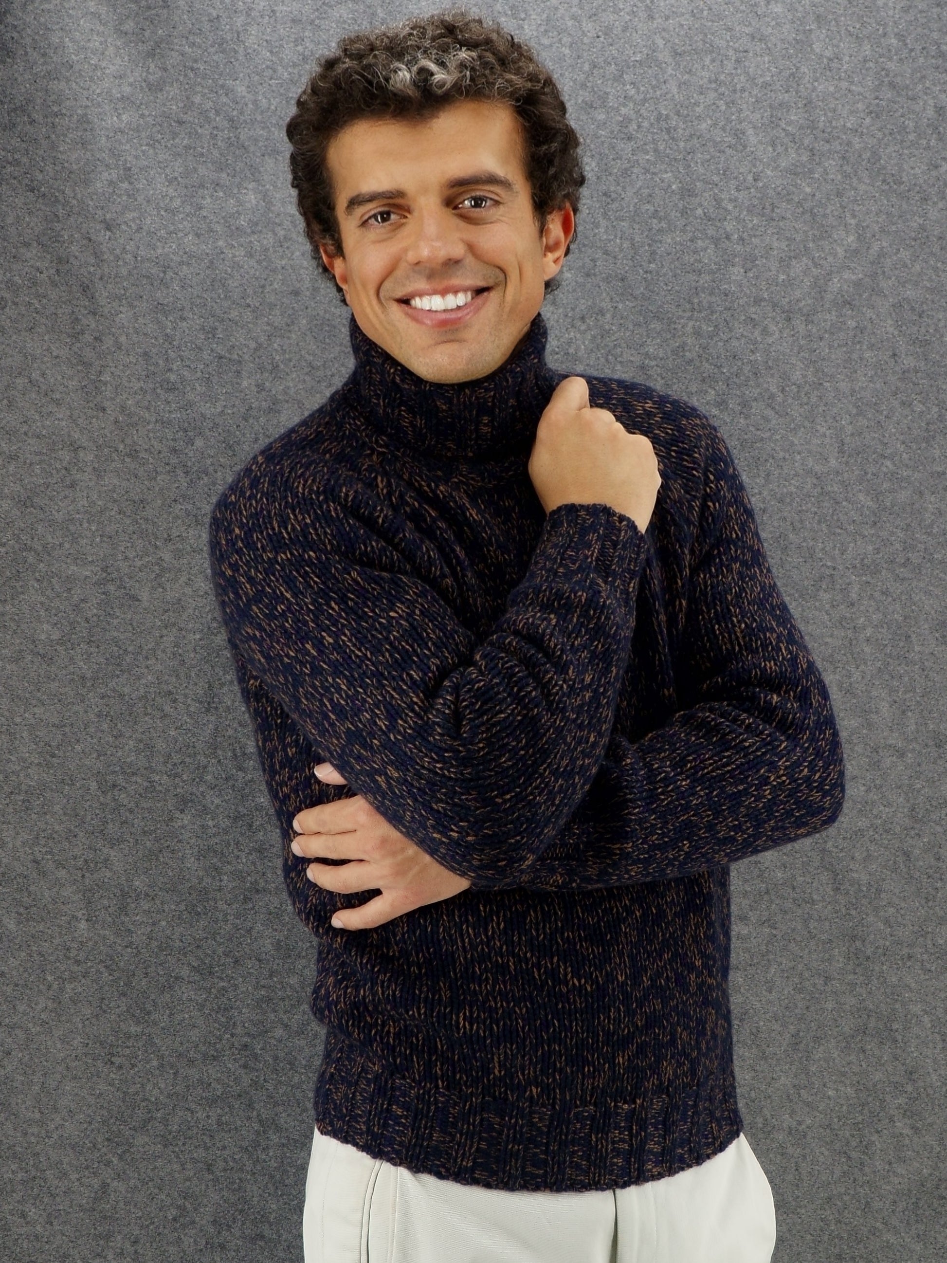 Turtleneck Moulinè Night 100% Cashmere