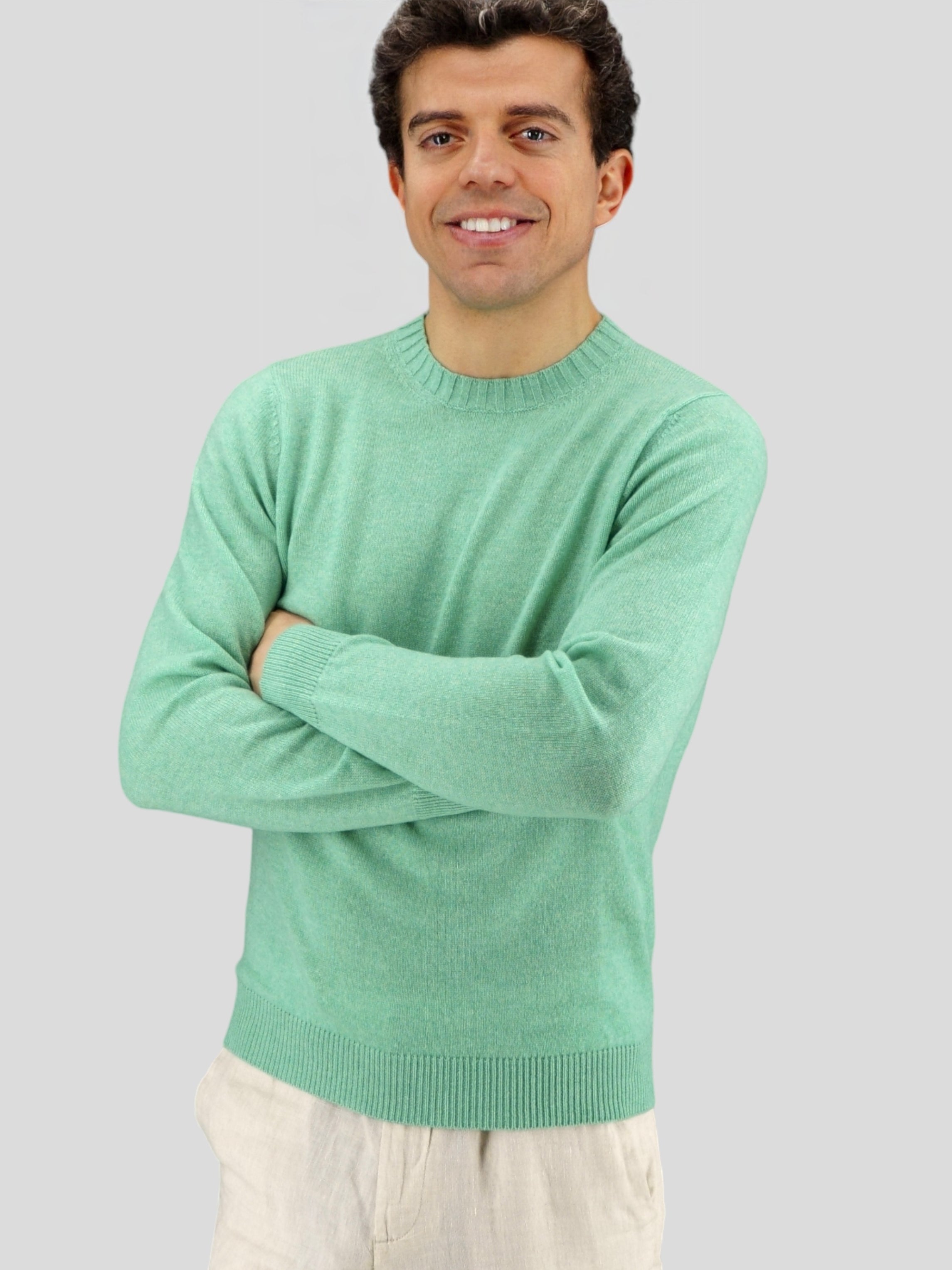 Crew Neck Nuvola Laguna 100% Cashmere