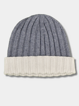 Ribbed Beanie Two-Tone Flannel 100% Cashmere