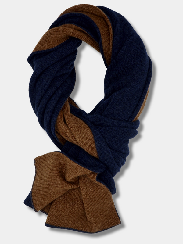 Double Scarf Tobacconavy  100% Cashmere