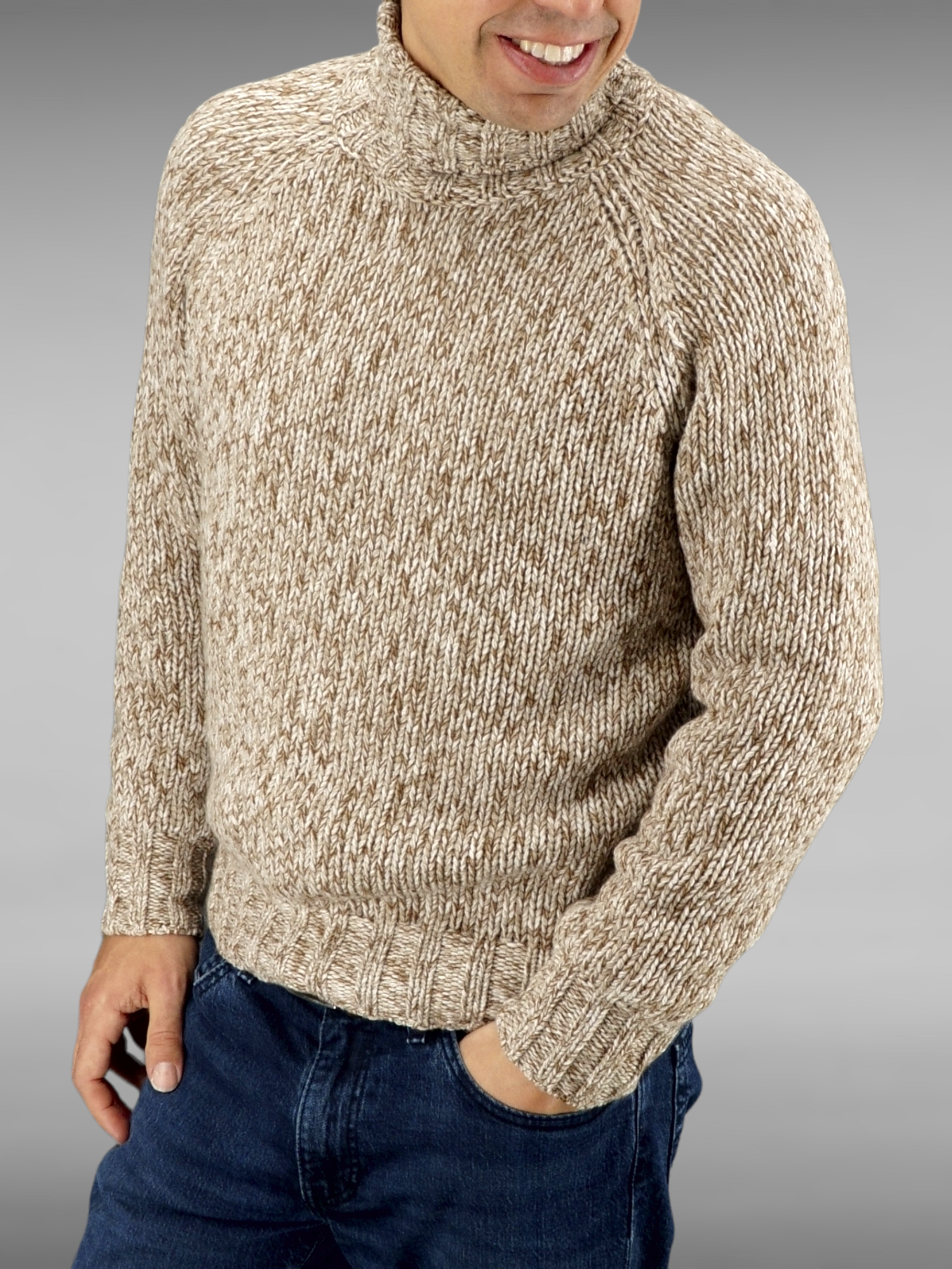 Turtleneck Moulinè Nature 100% Cashmere