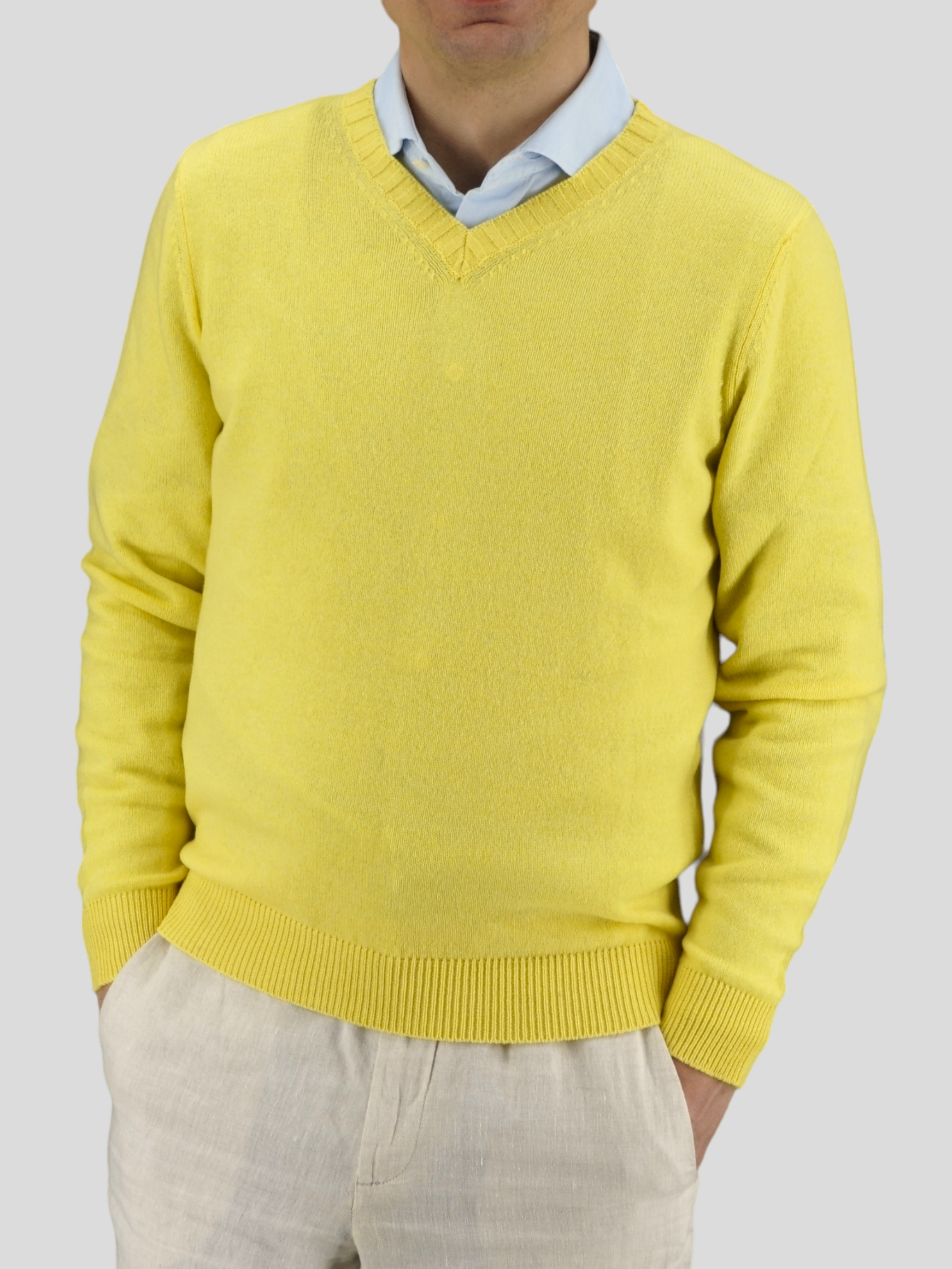 Scollo V Nuvola Limone 100% Cashmere