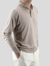 Knitted Polo Long Sleeves Sabbia 100% Silk