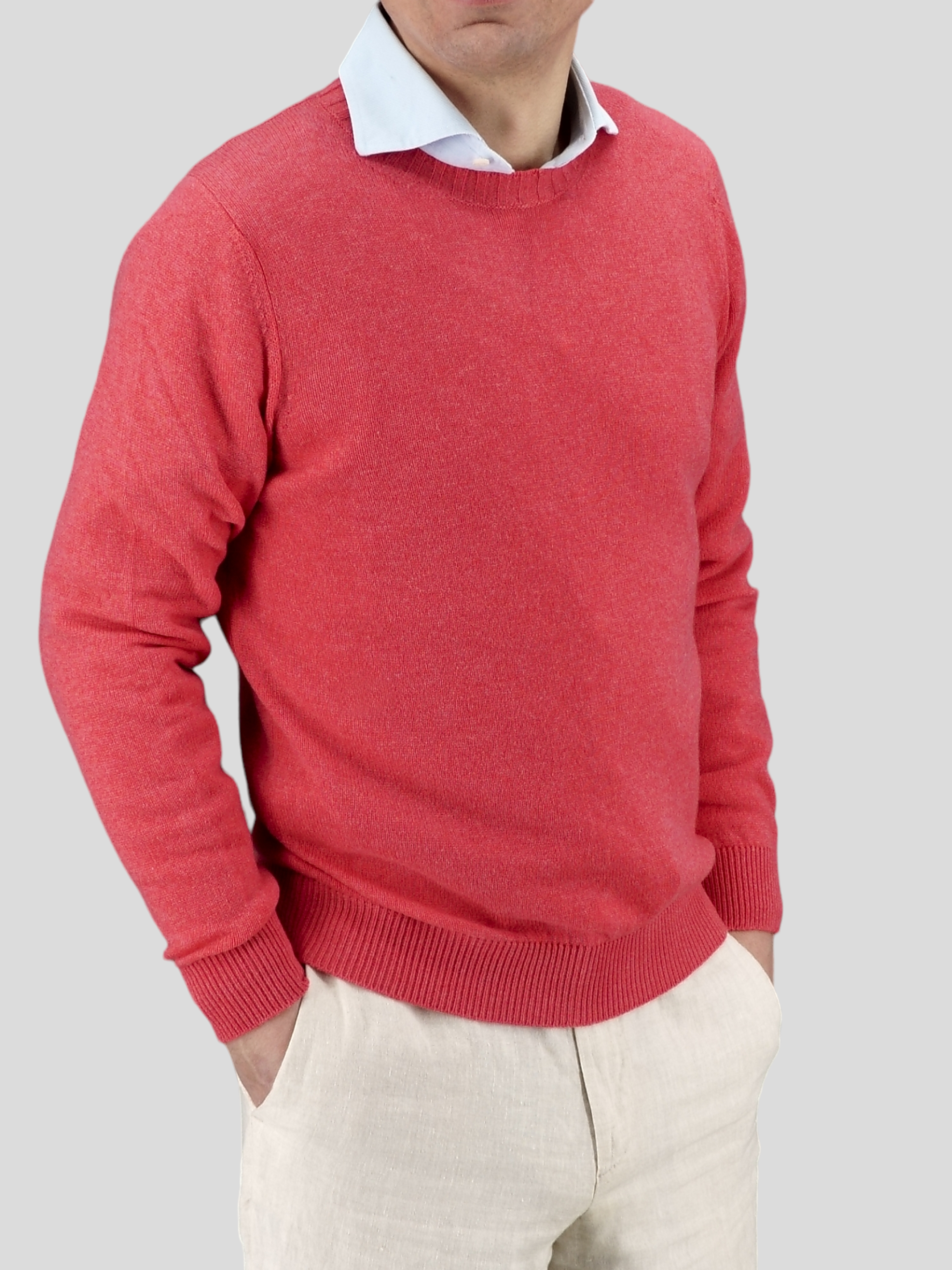 Crew Neck Nuvola Corallo 100% Cashmere