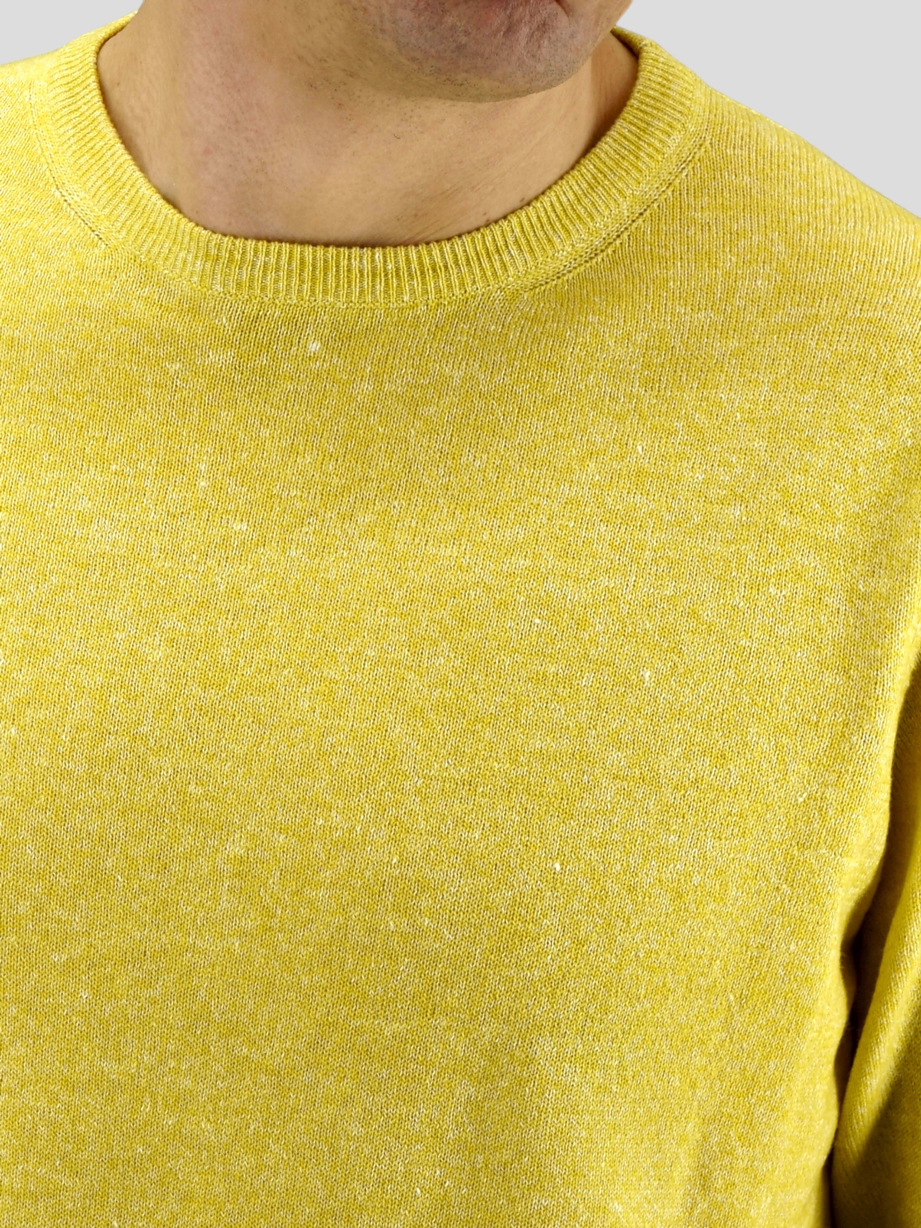 Crew Neck Calathea Linden Yellow 58% Cashmere 42% Linen