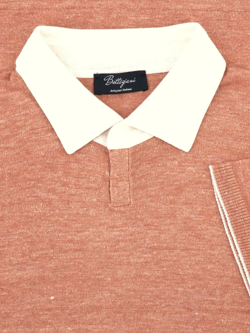 Knitted Polo Short Sleeves Terra Rossa 70% Linen 30% Silk